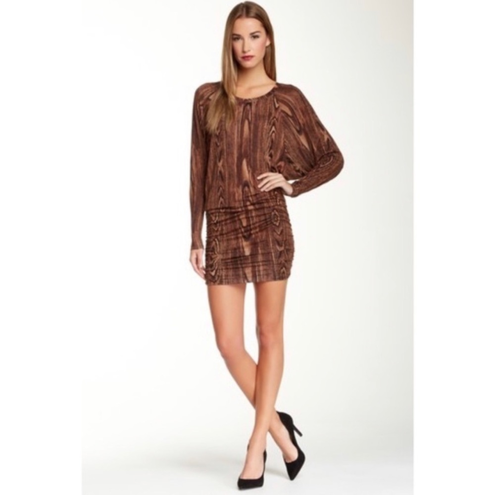 BCBGMaxazria Women’s Mini Dress Nagdalina Long Sleeve Machiato Size L NWT